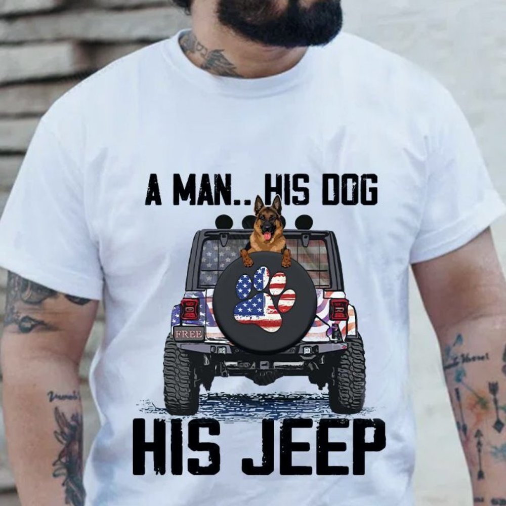 Jeep T Shirt A Man His Dog His Jeep, Jeep Shirt For Men, Jeep Shirt